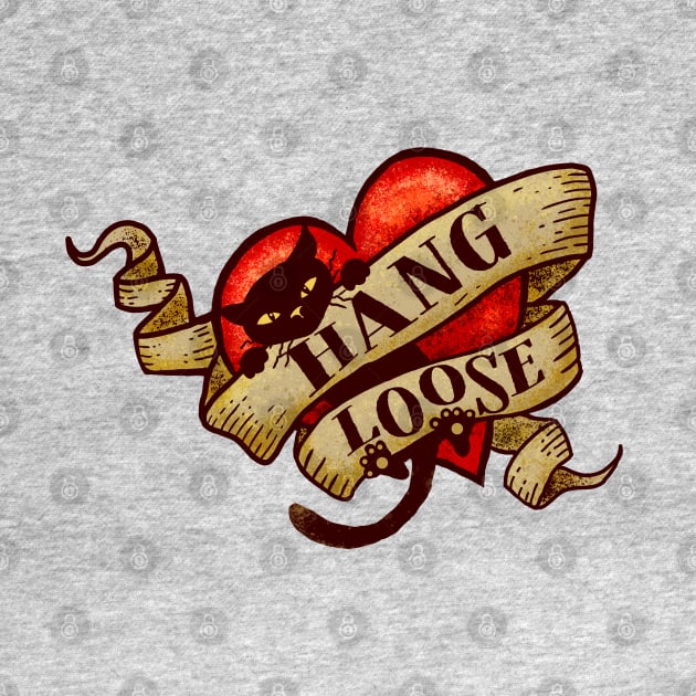 Hang Loose - Tattoo Heart Cat by Jitterfly